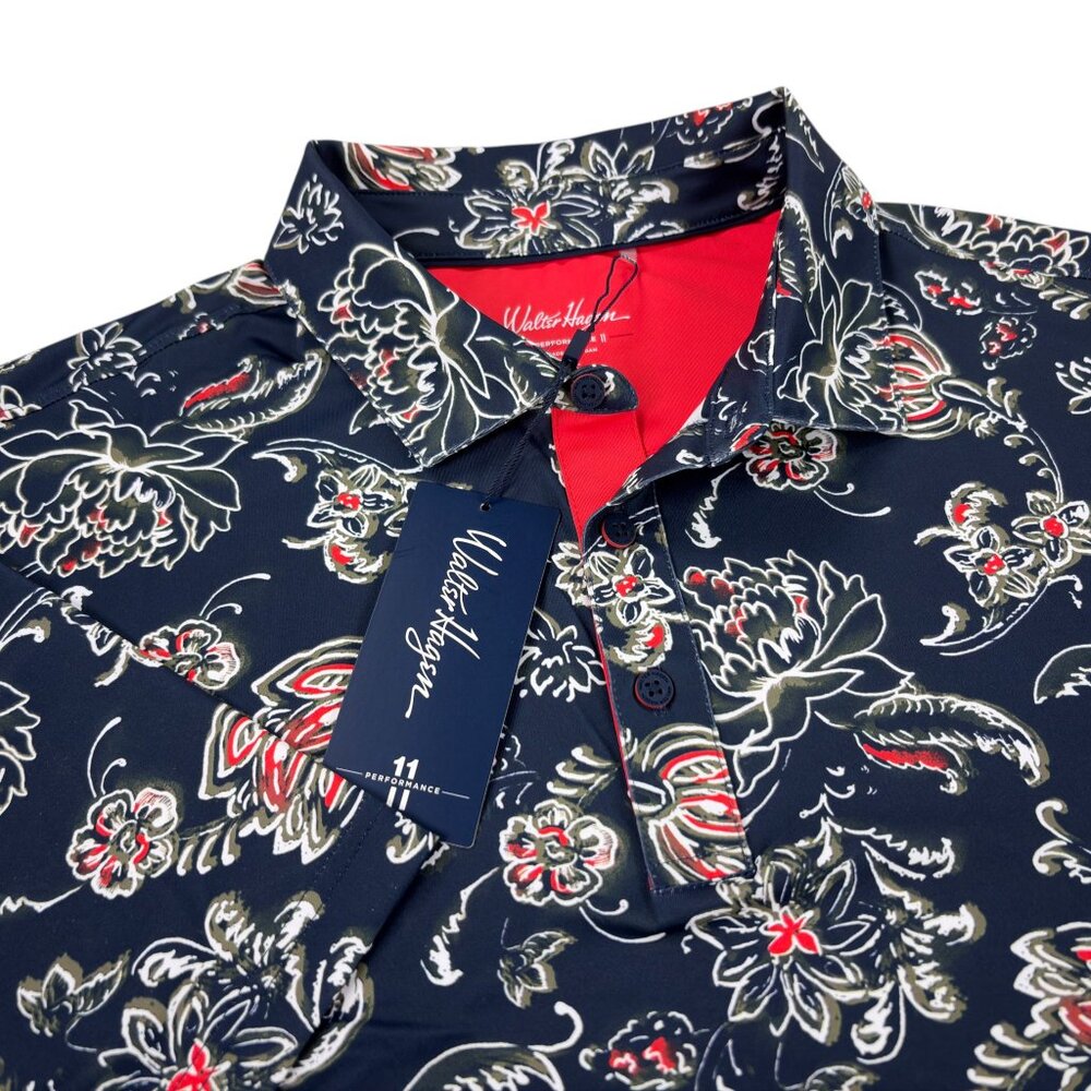 Walter Hagen Performance 11 Golf Polo Mens Size XL Scroll Flourishes Navy NWT